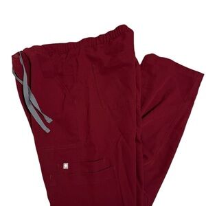 Figs Men's maroon Cairo cargo scrub pants